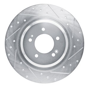 Hyundai Sonata Brake Rotor (1) - Rear Right - DFC - Drilled & Slotted - Silver - `21-`25
