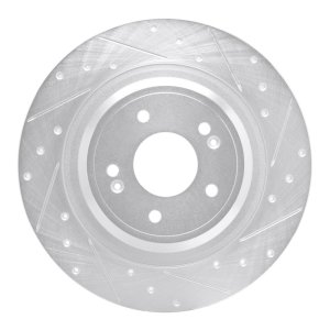 Hyundai Ioniq Brake Rotor (1) - Rear Right - DFC - Drilled & Slotted - Silver - `22-`25