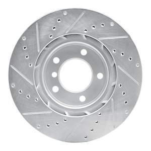 BMW M3 Brake Rotor (1) - Left Front - DFC - Drilled & Slotted - Silver - `95-`02