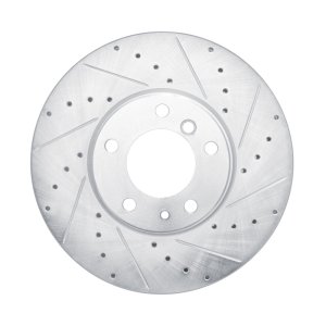 BMW 530i Brake Rotor (1) - Front Right - DFC - Drilled & Slotted - Silver - `00-`03