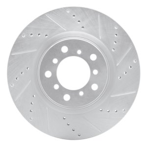 BMW M3 Brake Rotor (1) - Left Front - DFC - Drilled & Slotted - Silver - `01-`06