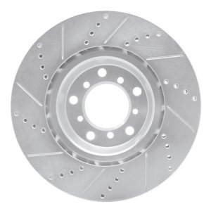 BMW M3 Brake Rotor (1) - Left Front - DFC - Drilled & Slotted - Silver - `01-`06