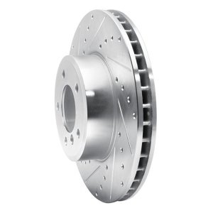 BMW 528i xDrive Brake Rotor (1) - Front Left - DFC - Drilled & Slotted - Silver - `04-`10
