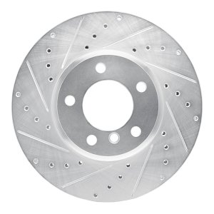 BMW 528i xDrive Brake Rotor (1) - Front Left - DFC - Drilled & Slotted - Silver - `04-`10
