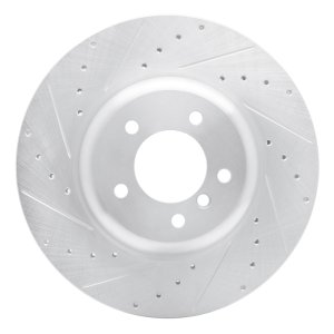 BMW 550i Brake Rotor (1) - Front Left - DFC - Drilled & Slotted - Silver - `04-`10