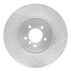 BMW 550i Brake Rotor (1) - Front Left - DFC - Drilled & Slotted - Silver - `04-`10