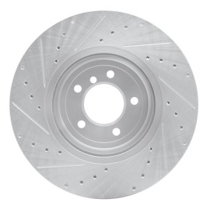 BMW 550i Brake Rotor (1) - Front Right - DFC - Drilled & Slotted - Silver - `04-`10