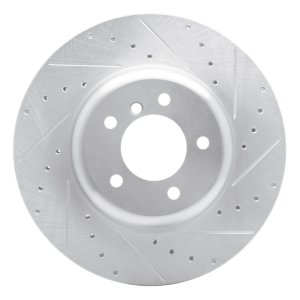 BMW 550i Brake Rotor (1) - Front Right - DFC - Drilled & Slotted - Silver - `04-`10