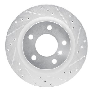 BMW 125i Brake Rotor (1) - Rear Right - DFC - Drilled & Slotted - Silver - `08-`13