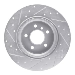 BMW X5 Brake Rotor (1) - Rear Right - DFC - Drilled & Slotted - Silver - `00-`06