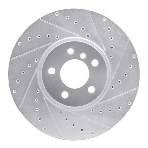 BMW X5 Brake Rotor (1) - Front Right - DFC - Drilled & Slotted - Silver - `02-`06