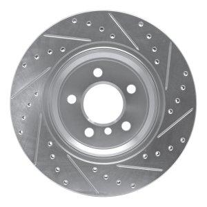 BMW X5 Brake Rotor (1) - Rear Left - DFC - Drilled & Slotted - Silver - `02-`06