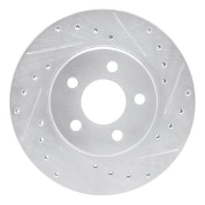 Chrysler Cirrus Brake Rotor (1) - Front Right - DFC - Drilled & Slotted - Silver - `95-`00