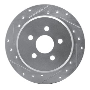 Chrysler PT Cruiser Brake Rotor (1) - Rear Left - DFC - Drilled & Slotted - Silver - `03-`10