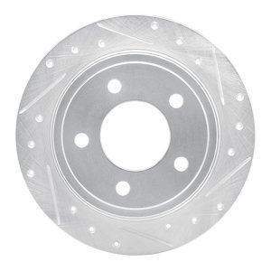 Chrysler LHS Brake Rotor (1) - Rear Right - DFC - Drilled & Slotted - Silver - `93-`04