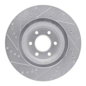 Dodge Viper Brake Rotor (1) - Front Right - DFC - Drilled & Slotted - Silver - `92-`02
