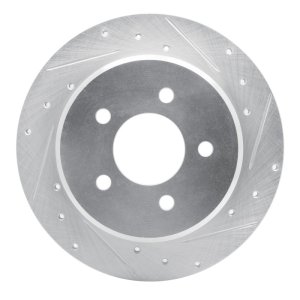 Chrysler Town & Country Brake Rotor (1) - Rear Right - DFC - Drilled & Slotted - Silver - `97-`07