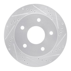 Dodge Ram 1500 Pickup Brake Rotor (1) - Front Right - DFC - Drilled & Slotted - Silver - `00-`02