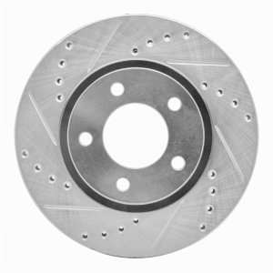 Chrysler Voyager Brake Rotor (1) - Front Left - DFC - Drilled & Slotted - Silver - `01-`07