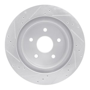 Dodge Ram 1500 Pickup Brake Rotor (1) - Rear Right - DFC - Drilled & Slotted - Silver - `04-`06