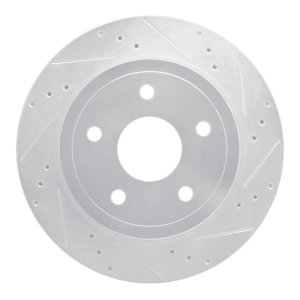 Dodge Ram 1500 Pickup Brake Rotor (1) - Rear Right - DFC - Drilled & Slotted - Silver - `04-`06