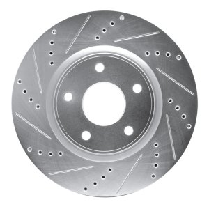 Chrysler Voyager Brake Rotor (1) - Front Left - DFC - Drilled & Slotted - Silver - `12-`25