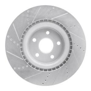 Dodge Durango Brake Rotor (1) - Front Right - DFC - Drilled & Slotted - Silver - `12-`25