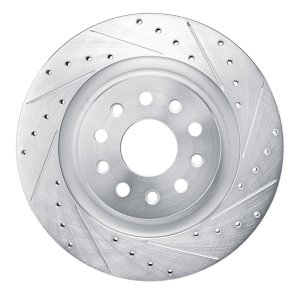 Dodge Charger Daytona Brake Rotor (1) - Rear Right - DFC - Drilled & Slotted - Silver - `21-`25