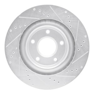 Cadillac XLR Brake Rotor (1) - Front Left - DFC - Drilled & Slotted - Silver - `05-`13