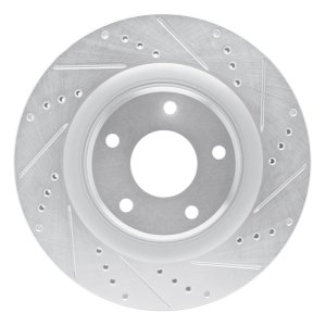 Cadillac XLR Brake Rotor (1) - Front Right - DFC - Drilled & Slotted - Silver - `05-`13