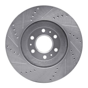 Cadillac SRX Brake Rotor (1) - Front Right - DFC - Drilled & Slotted - Silver - `04-`09