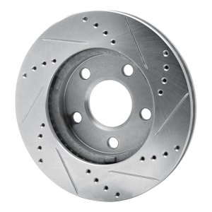 Chevrolet Malibu Brake Rotor (1) - Front Left - DFC - Drilled & Slotted - Silver - `97-`05