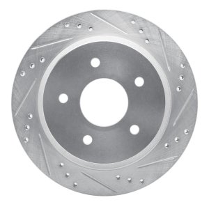 Chevrolet S10 Brake Rotor (1) - Rear Right - DFC - Drilled & Slotted - Silver - `98-`05