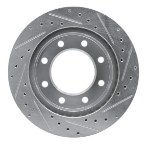 Cadillac DeVille Brake Rotor (1) - Front Left - DFC - Drilled & Slotted - Silver - `99-`20