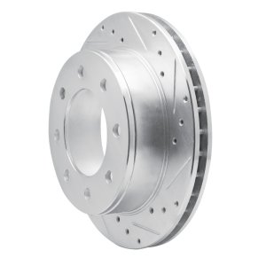 Chevrolet Silverado 2500 Brake Rotor (1) - Rear Right - DFC - Drilled & Slotted - Silver - `99-`25