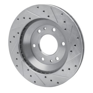 Buick Rainier Brake Rotor (1) - Front Left - DFC - Drilled & Slotted - Silver - `02-`05