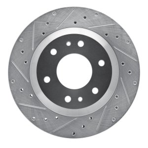 Buick Rainier Brake Rotor (1) - Front Left - DFC - Drilled & Slotted - Silver - `02-`05
