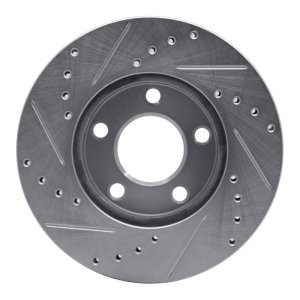 Ford Mustang Brake Rotor (1) - Front Right - DFC - Drilled & Slotted - Silver - `94-`04