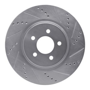Ford Mustang Brake Rotor (1) - Front Right - DFC - Drilled & Slotted - Silver - `94-`04