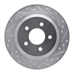 Ford Mustang Brake Rotor (1) - Rear Right - DFC - Drilled & Slotted - Silver - `94-`04