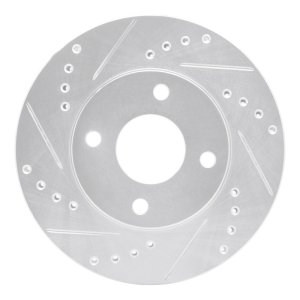 Ford Ikon Brake Rotor (1) - Front Left - DFC - Drilled & Slotted - Silver - `00-`15