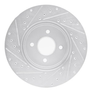 Ford Focus Brake Rotor (1) - Front Right - DFC - Drilled & Slotted - Silver - `02-`04