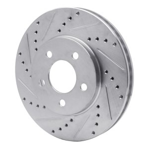 Ford Mustang Brake Rotor (1) - Front Left - DFC - Drilled & Slotted - Silver - `05-`10
