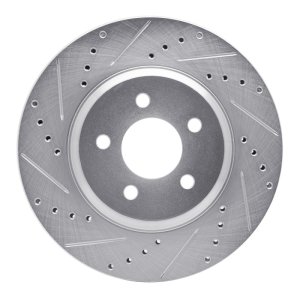 Ford Mustang Brake Rotor (1) - Front Left - DFC - Drilled & Slotted - Silver - `05-`14