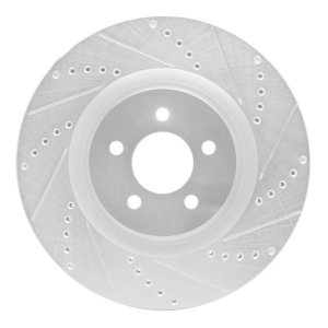 Ford Mustang Brake Rotor (1) - Front Right - DFC - Drilled & Slotted - Silver - `07-`14