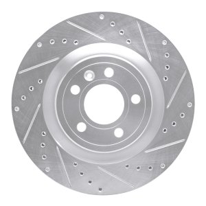 Ford Mustang Brake Rotor (1) - Front Right - DFC - Drilled & Slotted - Silver - `11-`14