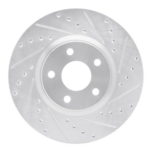 Ford C-Max Brake Rotor (1) - Front Right - DFC - Drilled & Slotted - Silver - `04-`19