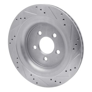 Ford Mustang Brake Rotor (1) - Rear Left - DFC - Drilled & Slotted - Silver - `15-`23