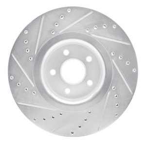 Ford Focus Brake Rotor (1) - Front Right - DFC - Drilled & Slotted - Silver - `14-`19