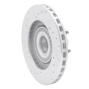 Ford Explorer Brake Rotor (1) - Front Right - DFC - Drilled & Slotted - Silver - `95-`11